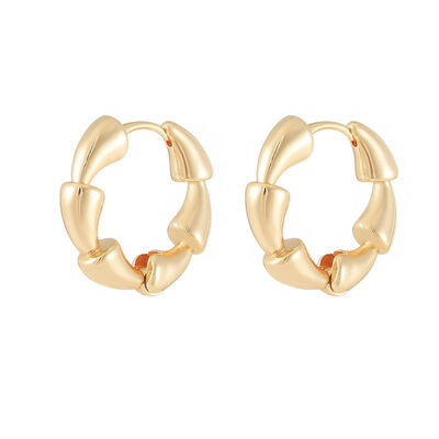 quality Fashion Minimalist Lotus Root Shaped Circle Earrings Brass 14K Gold Plated Women's Daily Jewelry Hoop Earring factory