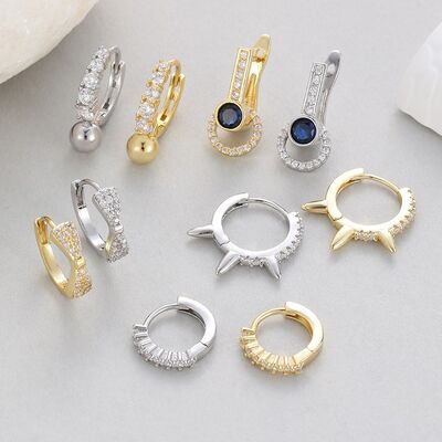 quality Wholesale 14k Gold Plated Willow Nail Ear Buckle Zircon Earrings Simple Light Luxury Niche Design Bow Jewelry Hoop Earring factory