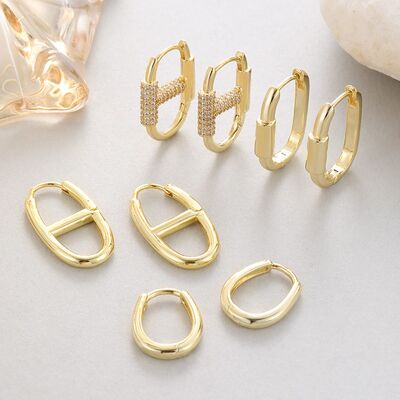 quality High Quality14K Gold Jewelry Huggie Earring Personalized Fashion Geometric Smooth Teardrop Shape Oval Zircon Hoop Earrings factory