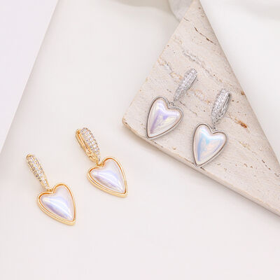 quality 14K Gold Plating Fashion New Design Pearl Heart Shaped Zircon Hoop Earring for Women's Jewelry Earrings factory