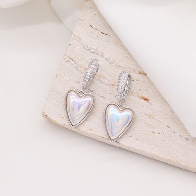 quality 14K Gold Plating Fashion New Design Pearl Heart Shaped Zircon Hoop Earring for Women's Jewelry Earrings factory