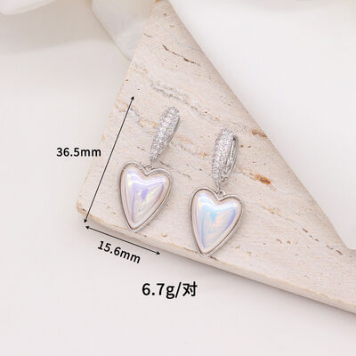 quality 14K Gold Plating Fashion New Design Pearl Heart Shaped Zircon Hoop Earring for Women's Jewelry Earrings factory
