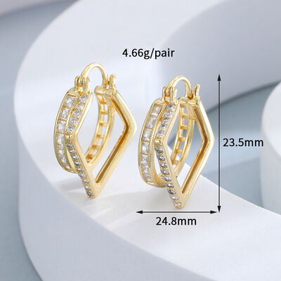 quality Wholesale Brass 14K Gold Sliver Post Zircon Ear Hoop Earring Hot Selling Round Shape White CZ Hoop Earrings for Women Jewelry factory