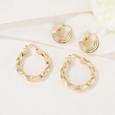 Quality Fashion High Quality Brass 14K Gold Plated Large Twisted Hoop Earrings factory