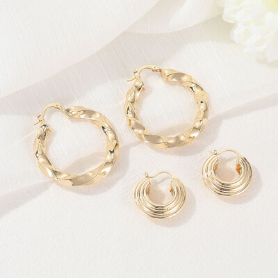 Quality Fashion High Quality Brass 14K Gold Plated Large Twisted Hoop Earrings factory