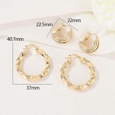 Quality Fashion High Quality Brass 14K Gold Plated Large Twisted Hoop Earrings factory