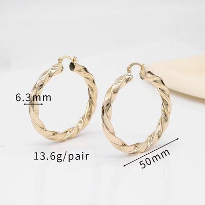 Quality Fashion High Quality Brass 14K Gold Plated Large Twisted Hoop Earrings factory