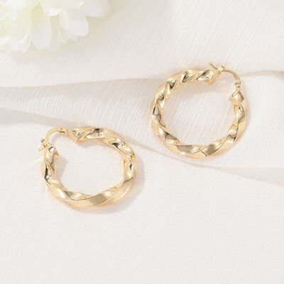 Quality Fashion High Quality Brass 14K Gold Plated Large Twisted Hoop Earrings factory
