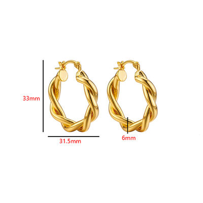 quality Unique Design 14K Gold Plated Big Twisted Round Shape Hoop Earrings factory