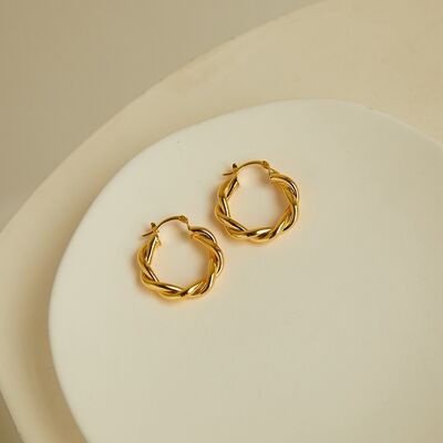 quality Unique Design 14K Gold Plated Big Twisted Round Shape Hoop Earrings factory