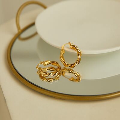 quality Unique Design 14K Gold Plated Big Twisted Round Shape Hoop Earrings factory