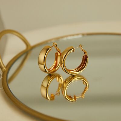 quality Fashion Hip Hop Jewelry Earring Brass 14K Plated Real Gold Exaggerated Large Round Smooth Surface Hoop Earrings factory