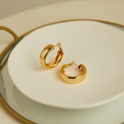 quality Fashion Hip Hop Jewelry Earring Brass 14K Plated Real Gold Exaggerated Large Round Smooth Surface Hoop Earrings factory