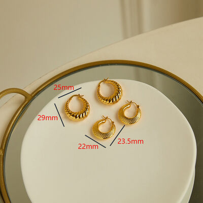 quality New Style 14K Gold Plated Croissant Shape Stainless Steel Hoop Earrings factory