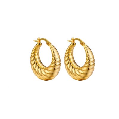 quality New Style 14K Gold Plated Croissant Shape Stainless Steel Hoop Earrings factory