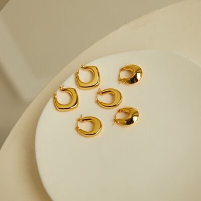 quality Fashion Design 14K Gold Plated Geometric Semi Circular Female Minimalist Smooth U Shaped Earrings Hoop Earrings factory