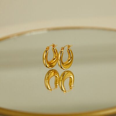 quality Fashion Design 14K Gold Plated Geometric Semi Circular Female Minimalist Smooth U Shaped Earrings Hoop Earrings factory