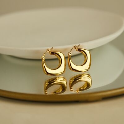quality Fashion Design 14K Gold Plated Geometric Semi Circular Female Minimalist Smooth U Shaped Earrings Hoop Earrings factory