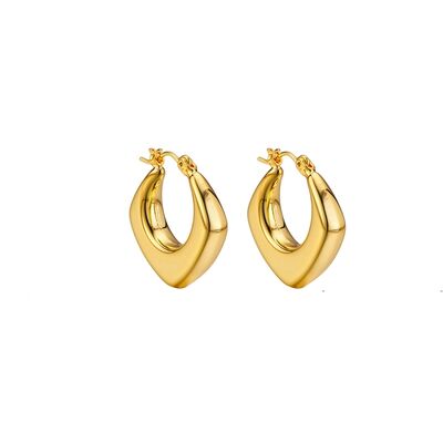 quality Fashion Design 14K Gold Plated Geometric Semi Circular Female Minimalist Smooth U Shaped Earrings Hoop Earrings factory