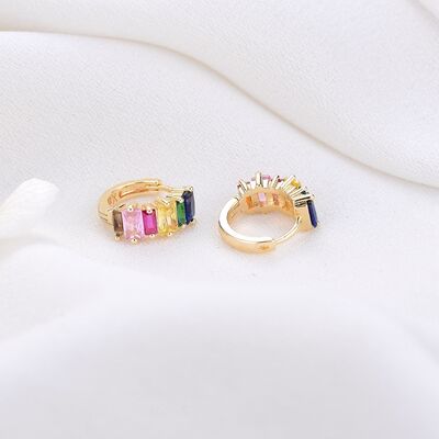 quality Fashion Design Rainbow Jewelry Hoop Earring 14K Gold Plated Multicolor Zircon Women's Earrings factory