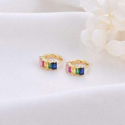 quality Fashion Design Rainbow Jewelry Hoop Earring 14K Gold Plated Multicolor Zircon Women's Earrings factory