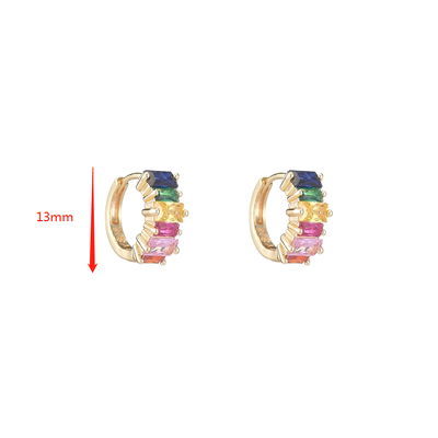 quality Fashion Design Rainbow Jewelry Hoop Earring 14K Gold Plated Multicolor Zircon Women's Earrings factory