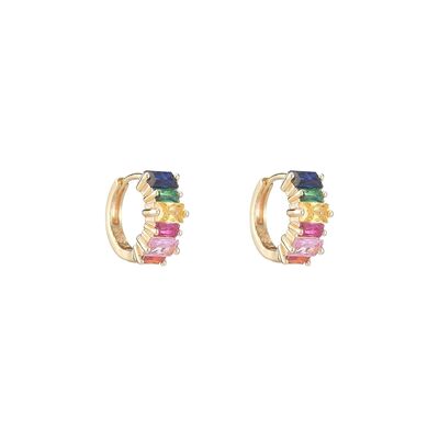 quality Fashion Design Rainbow Jewelry Hoop Earring 14K Gold Plated Multicolor Zircon Women's Earrings factory