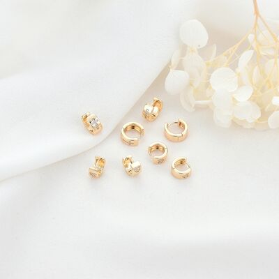 quality Wholesale Fashion 14K Gold Plated Jewelry Hoop Earrings With Round Zircon Cross and Heart Patterns Huggie Earring factory