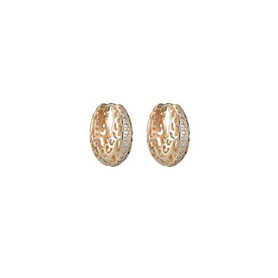 quality Factory Direct Fashion Design Jewelry 14K Gold Plated Circular Hollow Circular Wave Pattern Hoop Earrings Women's Ear Buckle factory