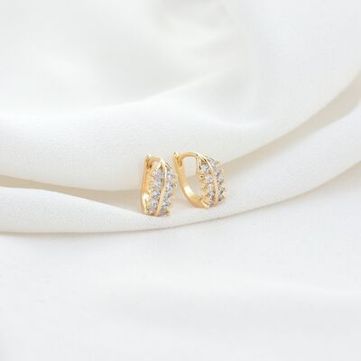 quality New Design 14K Gold Plated Inlaid Zircon Huggie Hoop Earrings factory