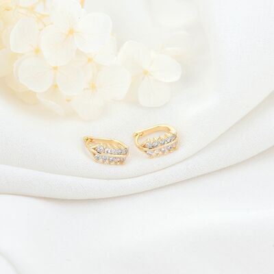 quality New Design 14K Gold Plated Inlaid Zircon Huggie Hoop Earrings factory