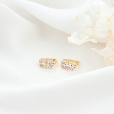 quality New Design 14K Gold Plated Inlaid Zircon Huggie Hoop Earrings factory