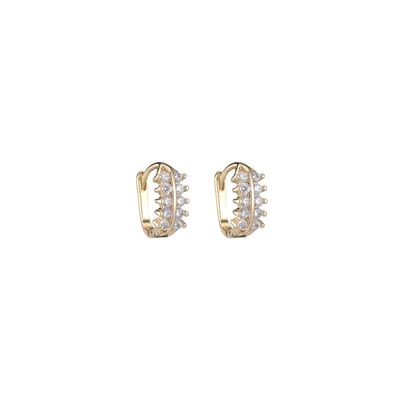 quality New Design 14K Gold Plated Inlaid Zircon Huggie Hoop Earrings factory