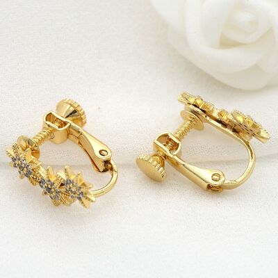 quality Hot Selling Fashion 18K Gold Plated Star Zircon Earring Without Ear Needles Clip Style Women's Earrings factory