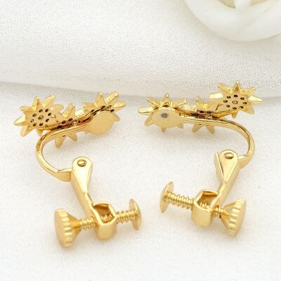 quality Hot Selling Fashion 18K Gold Plated Star Zircon Earring Without Ear Needles Clip Style Women's Earrings factory