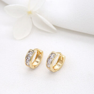 quality Simple Design Inlaid Zircon Round Shape 14K Gold Plated Small Hoop Earrings factory