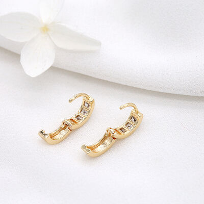 quality Simple Design Inlaid Zircon Round Shape 14K Gold Plated Small Hoop Earrings factory