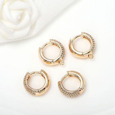 quality Fashion 14K Gold Plated Zircon Inlaid Women's Hoop Earrings Diy Jewelry Earring Looped Ear Buckles factory