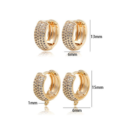 quality Fashion 14K Gold Plated Zircon Inlaid Women's Hoop Earrings Diy Jewelry Earring Looped Ear Buckles factory