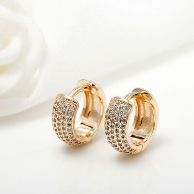 quality Fashion 14K Gold Plated Zircon Inlaid Women's Hoop Earrings Diy Jewelry Earring Looped Ear Buckles factory