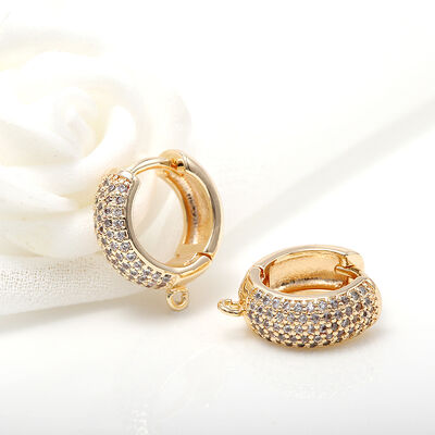 quality Fashion 14K Gold Plated Zircon Inlaid Women's Hoop Earrings Diy Jewelry Earring Looped Ear Buckles factory
