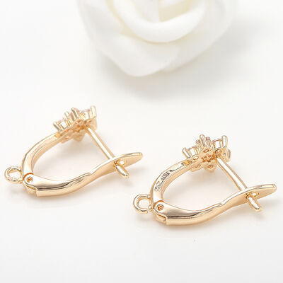 quality Wholesale High Quality Inlaid Exquisite Zircon Hoop Earrings 14K Gold Plated Flower Shape Diy Earring factory