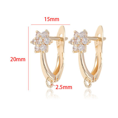 quality Wholesale High Quality Inlaid Exquisite Zircon Hoop Earrings 14K Gold Plated Flower Shape Diy Earring factory
