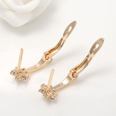 quality Wholesale High Quality Inlaid Exquisite Zircon Hoop Earrings 14K Gold Plated Flower Shape Diy Earring factory
