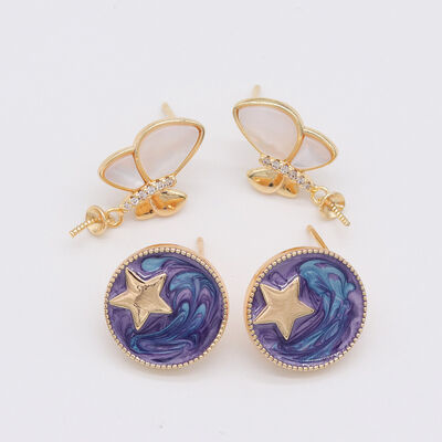 quality Fashion New Design Zircon Butterfly Wings Studs Cute and Versatile Star Enamel Women's DIY Jewelry Earrings factory
