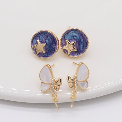 quality Fashion New Design Zircon Butterfly Wings Studs Cute and Versatile Star Enamel Women's DIY Jewelry Earrings factory