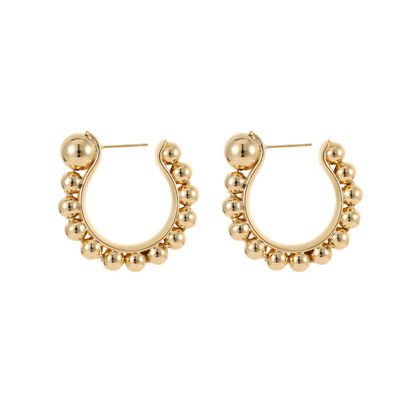 quality Wholesale Fashion Brass 14K Gold Plated Spherical Hoop Earrings Birthday Party Jewelry Gift for Women factory