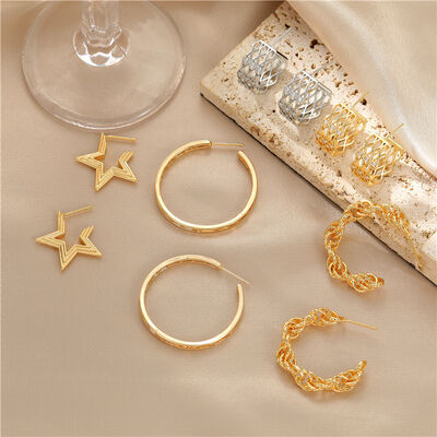 quality 14K Gold-Plated Earring Zircon Large Hoop Earrings 925 Silver Needle Five-Pointed Star Twist Earrings for Women factory