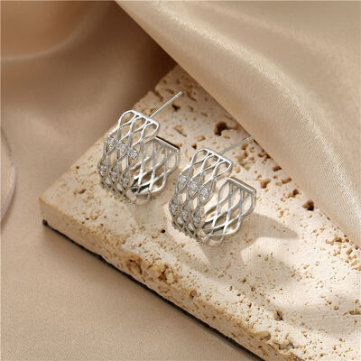 quality 14K Gold-Plated Earring Zircon Large Hoop Earrings 925 Silver Needle Five-Pointed Star Twist Earrings for Women factory