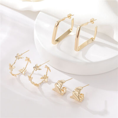 quality Wholesale Fashion Brass 14K Gold S925 Silver Needle Earrings Butterfly Irregular Earrings Square Earrings factory